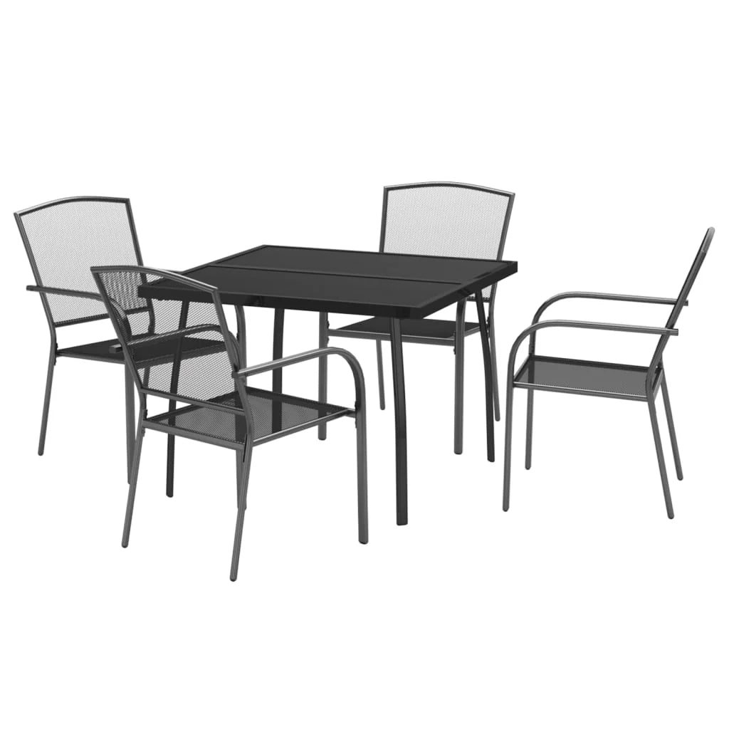 Set da pranzo da giardino per esterni composto da 5 pezzi in acciaio color antracite 02_0013706
