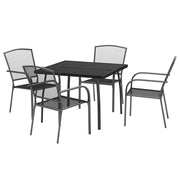 Set da pranzo da giardino per esterni composto da 5 pezzi in acciaio color antracite 02_0013706