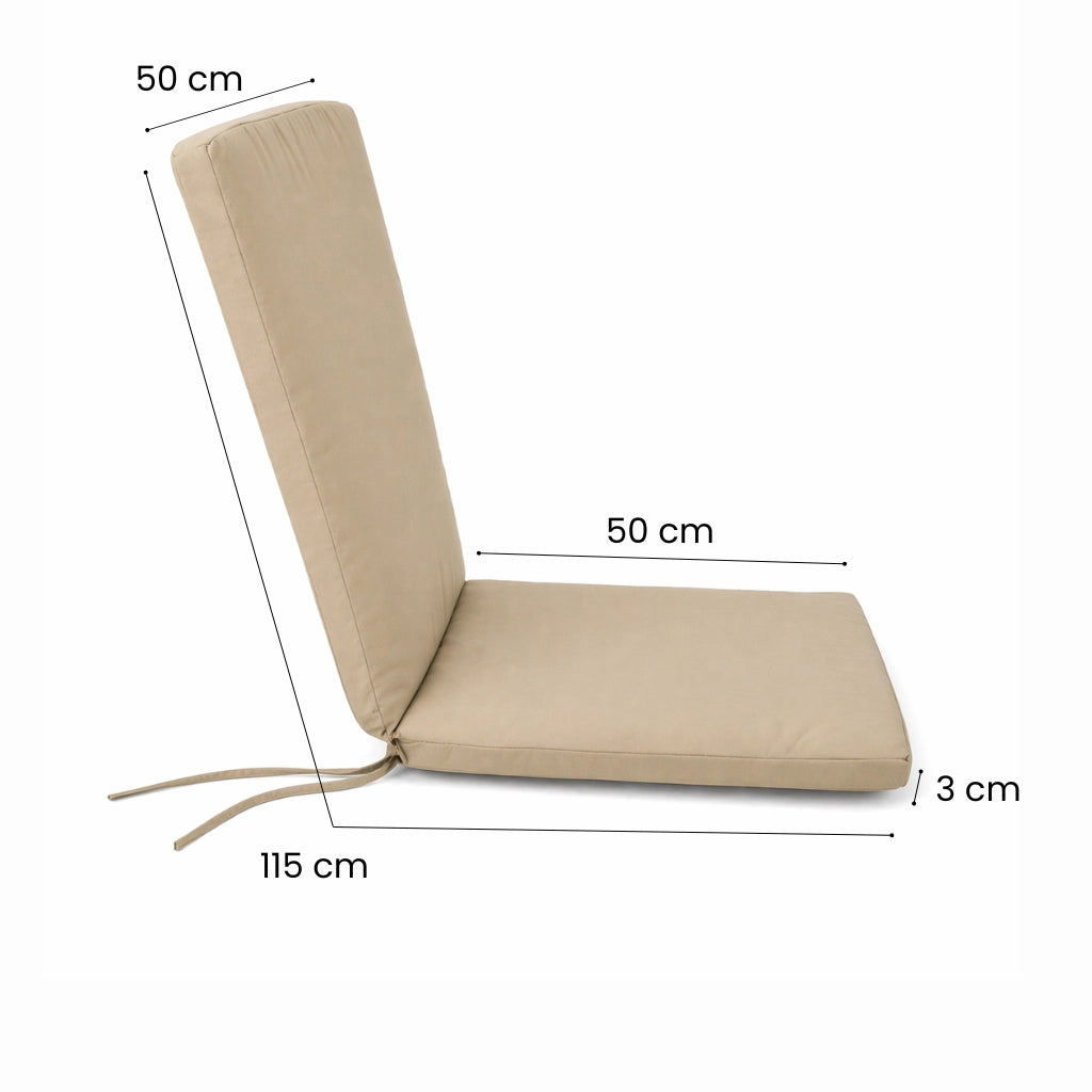Cuscino con schienale per sedia 115x50 cm con Laccetti in poliestere - Beige