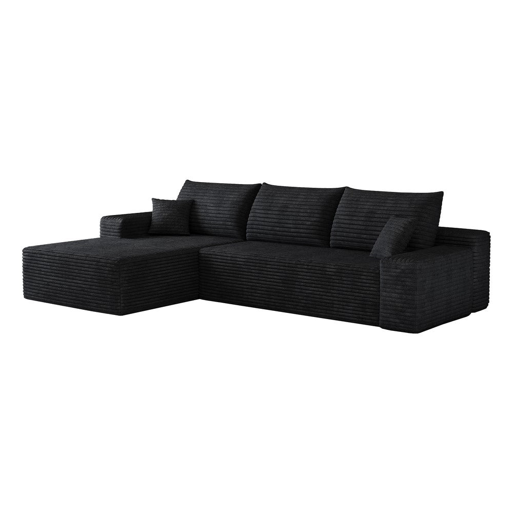 Divano angolare con chaise longue ¨C Minimal ¨C nero tessuto 270cm