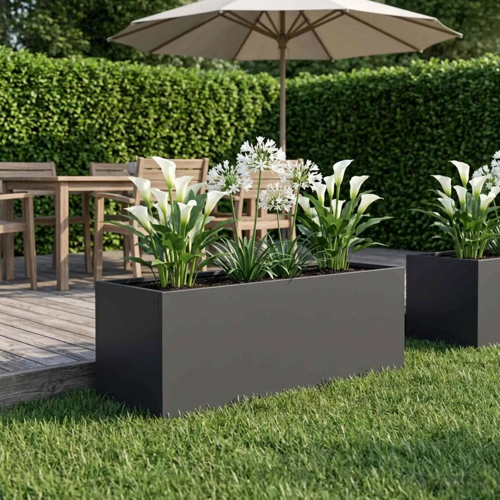 Vaso da giardino Nero 40 x 20 x 20 cm Acciaio laminato a freddo 8005134