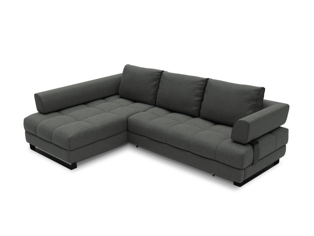 Cosmopolitan Design - Divano convertibile angolare sinistro con box "Clinton" 5 posti tessuto strutturato grigio scuro 