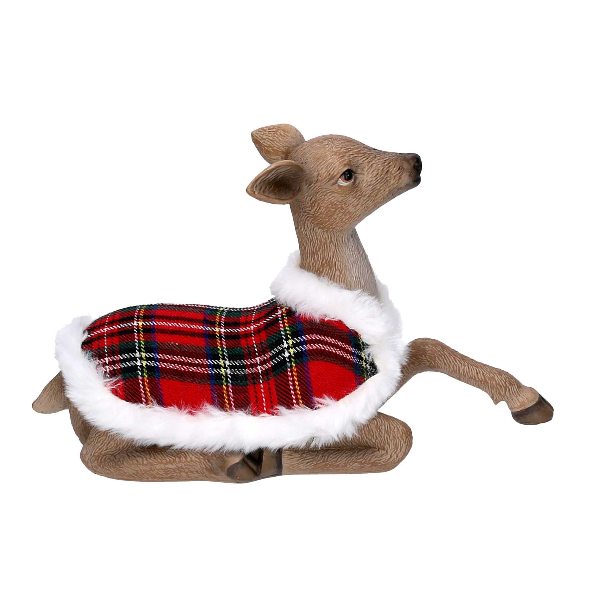Renna resina con mantello scozzese naturale cm 29x9,6xh18