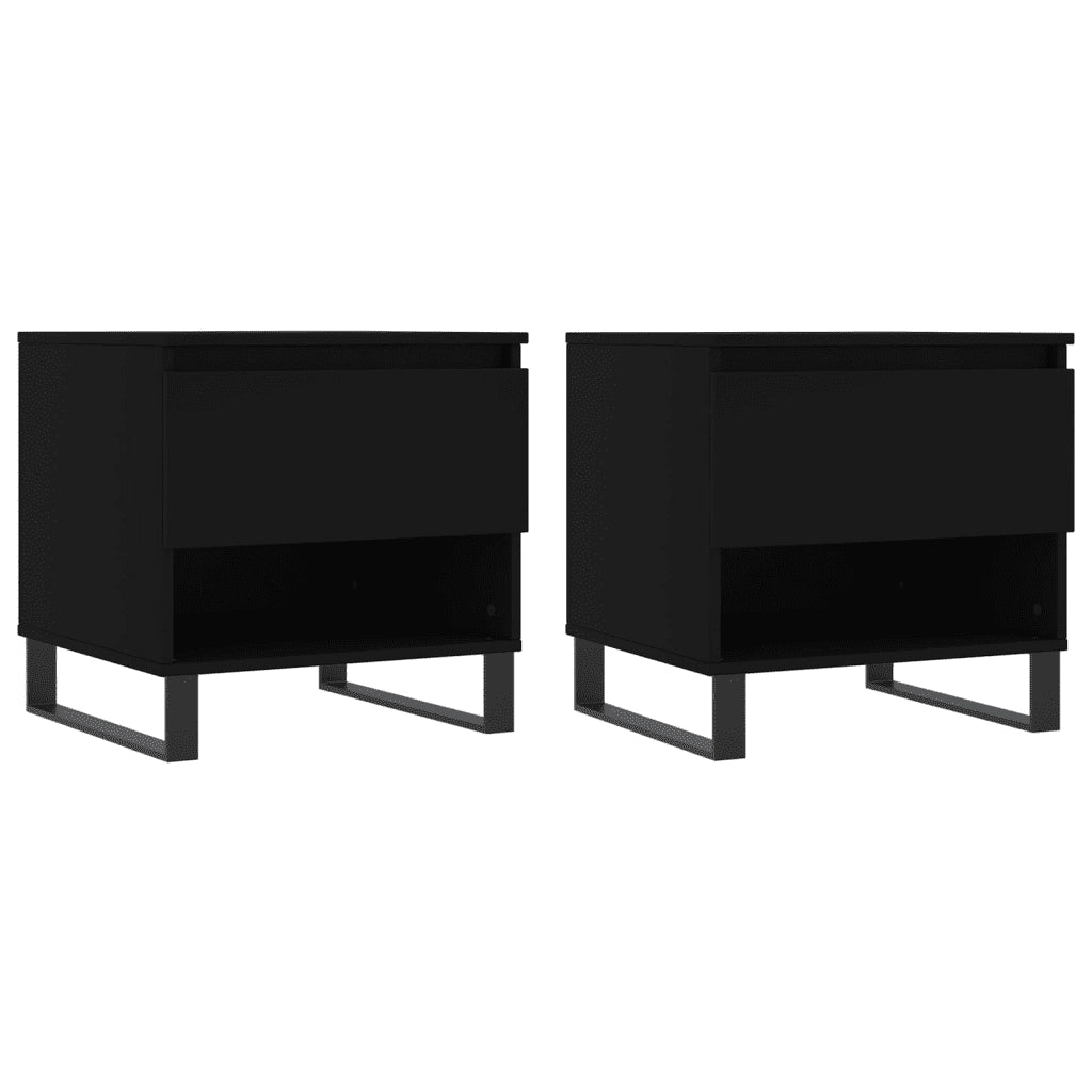 2 pz Tavolini da salotto | Tavolino da caff¨¨ | Tavolino da Soggiorno Neri 50x46x50 cm in Legno Multistrato