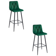 Sgabello Valora KODA in velluto verde scuro con gambe nere x2