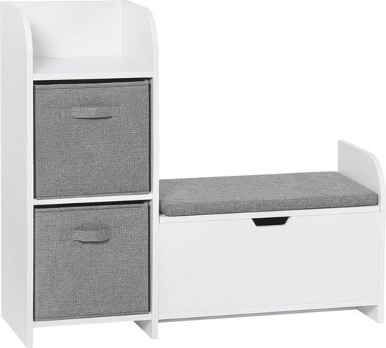 Cassettone per bambini - con piazza per riporre - costruzione robusta - ideale per giocattoli e abbigliamento - design moderno - bianco - 93x30x82 cm