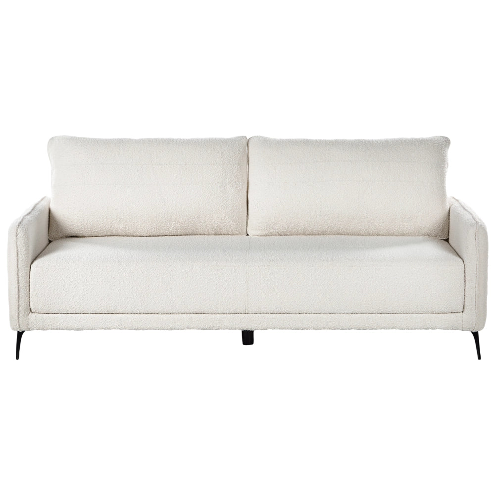 Divano letto in tessuto bianco Boucle imbottito 3 posti letto estraibile Gambe in metallo Funzione letto minimalista
