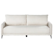 Divano letto in tessuto bianco Boucle imbottito 3 posti letto estraibile Gambe in metallo Funzione letto minimalista