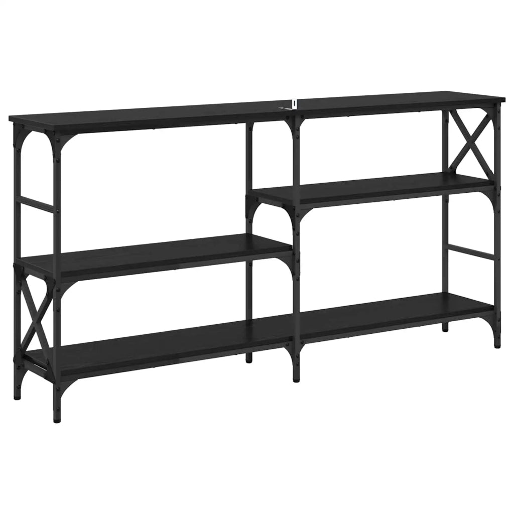 Tavolo consolle con lo scaffale Rovere Nero 150 x 29 x 76,5 cm