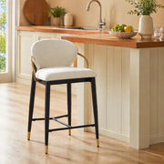 SGABELLO Regolabile in Altezza Set da 2 pezzi Tessuto Beige Nero Oro