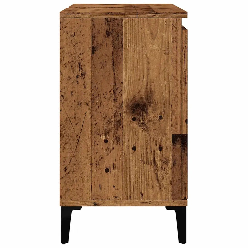 Mobiletto lavabo antico in legno composito pratico contenitore per il bagno 58 x 33 x 60 cm legno di recupero 02_0051043