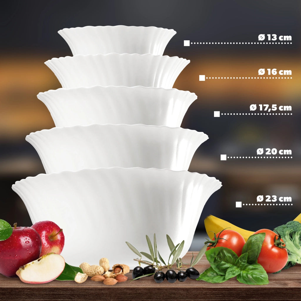 KADAX 3x Ciotola in vetro per insalata Ciotola per snack bianca 20 cm