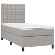 Letto singolo | Letto per adulti | Letto a Molle Materasso e LED Grigio Chiaro 80x200 cm Tessuto