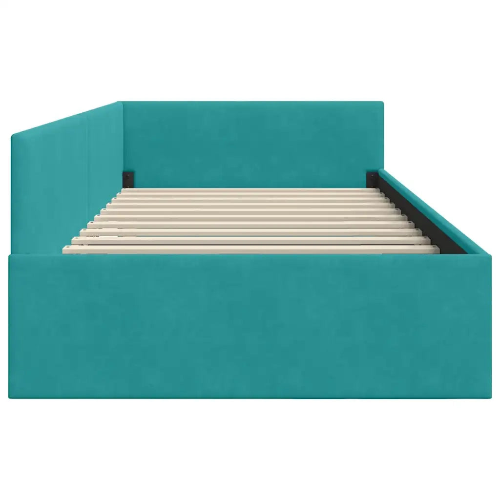 Cornice del letto ad angolo Turchese 80 cm x 200 cm Velluto 42016069