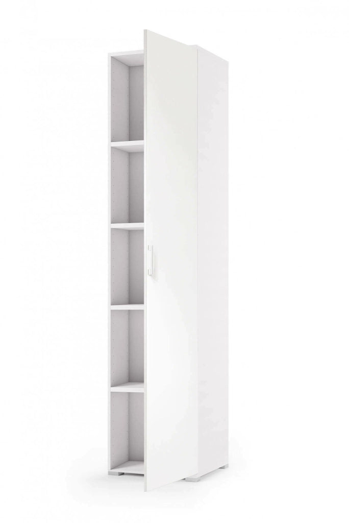 Aloise, Armadio Multiuso 1 Anta 4 Ripiani Made in Italy, 45x195h cm Bianco