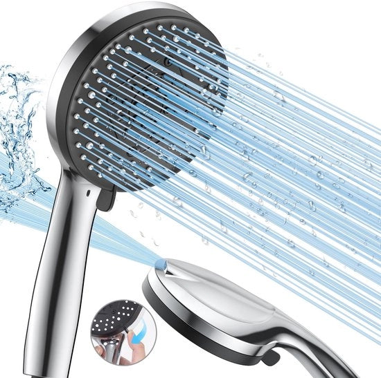 Douchekop con alta efficienza idrica - Set di doccia - Bocchetta regolabile - Design lussuoso - Ideale per l'uso quotidiano - Argento