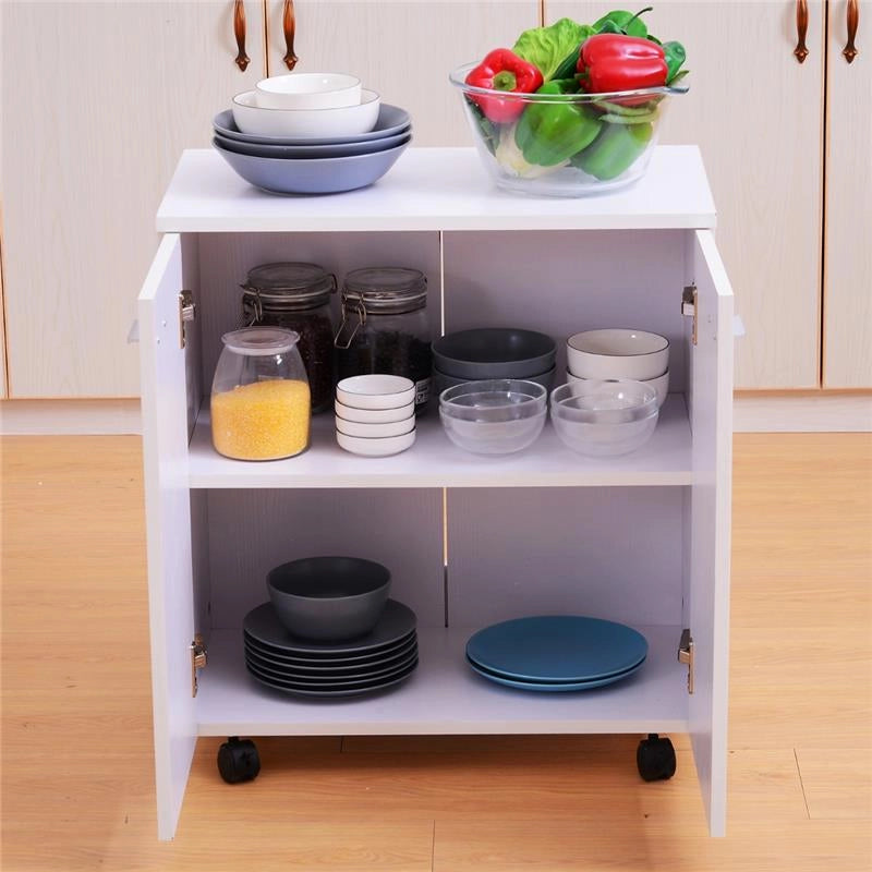 MOBILE PORTA TV IN LEGNO CON RUOTE E 2 ANTE 60 X 35 X 65 CM BIANCO VIOLACEO