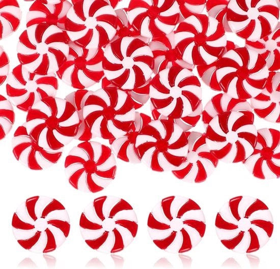 Decorazioni per albero di Natale 50 pezzi viti dolci decorazione rossa-bianca per albero di Natale 23 mm lollipop Stuzzichi per Natale per decorazione dell'albero di Natale Materiale plastico