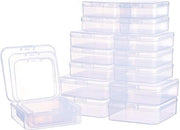 27 pezzi di scatole di plastica trasparente mini rettangolari con coperchio miste per oggetti, pillole, erbe, piccoli semi, accessori per gioielli