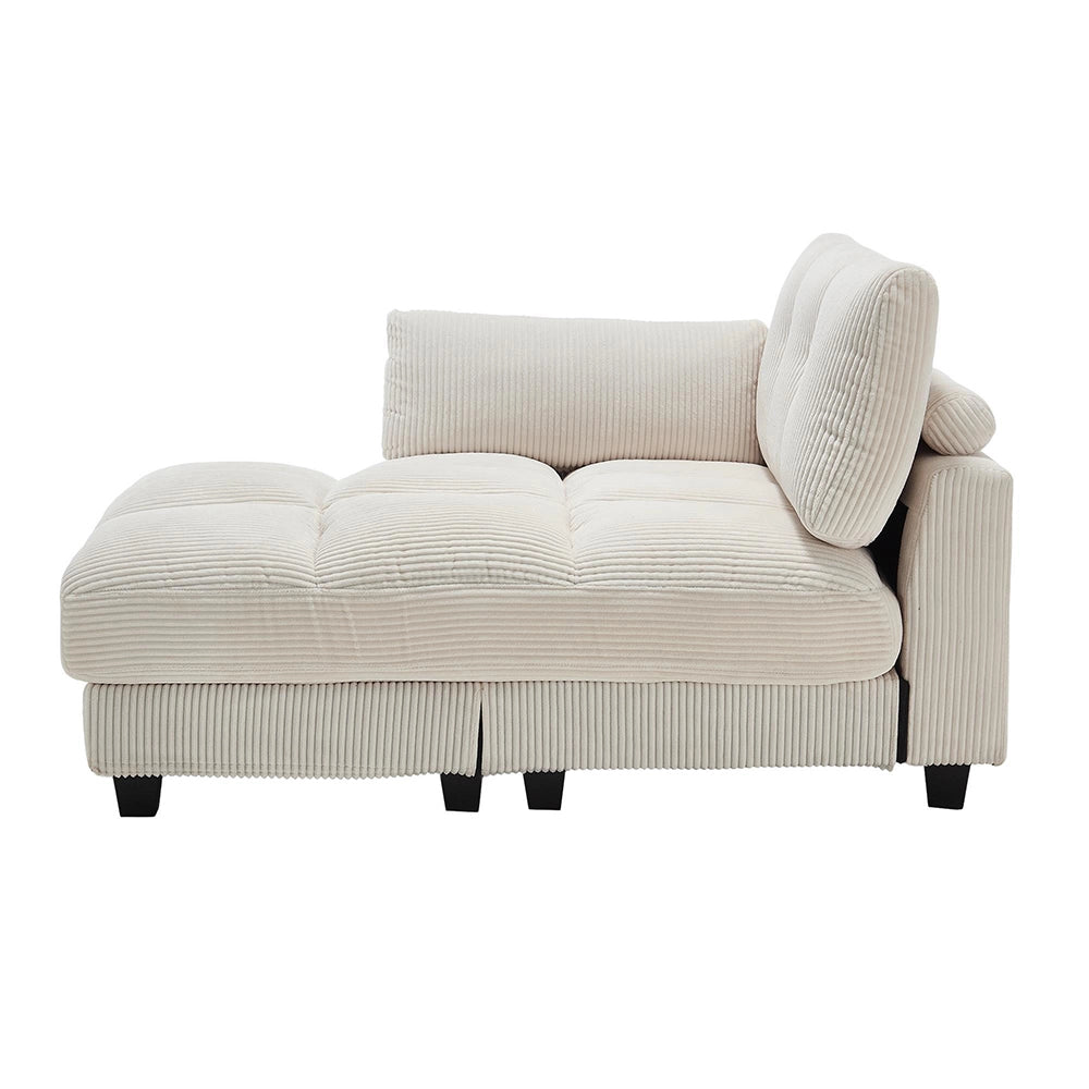 Poltrona Palm - Xylo - Cuscini rigati, portaoggetti, reclinabile, beige