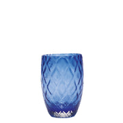 Set 6 Bicchieri Tumbler Losanghe in Vetro Soffiato a Bocca Colore Blu Motivo a Rombi Eleganti e Resistenti per Uso Quotidiano LSA-BLU-6PZ