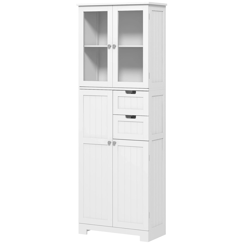 Mobile bagno alto con 4 ante e 2 cassetti, 60x30x170 cm, bianco