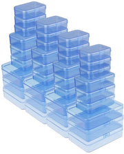 Opacchi di plastica per archiviazione 36 pezzi - con coperchio - boxe di archiviazione mini - diverse dimensioni - ideale per progetti creativi - trasparente blu