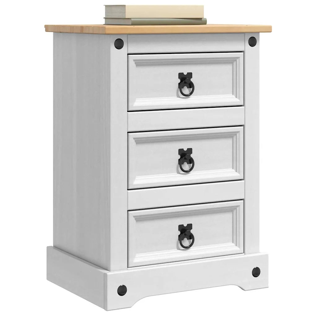 Comodino Corona Bianco 45 x 35 x 64 cm Pino massello 42021187