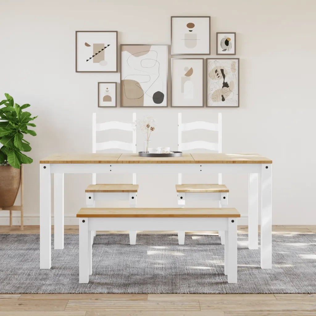 Panca da Pranzo PANAMA Bianca 105x30x45 cm Legno Massello Pino CFW7468861