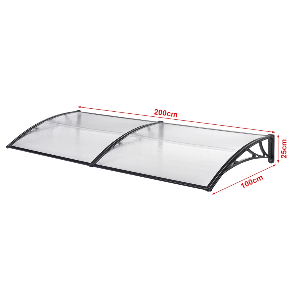 Tenda per porta d'ingresso design reception cappottina resistente alle intemperie 200 x 100 cm trasparente nero 03_0006388