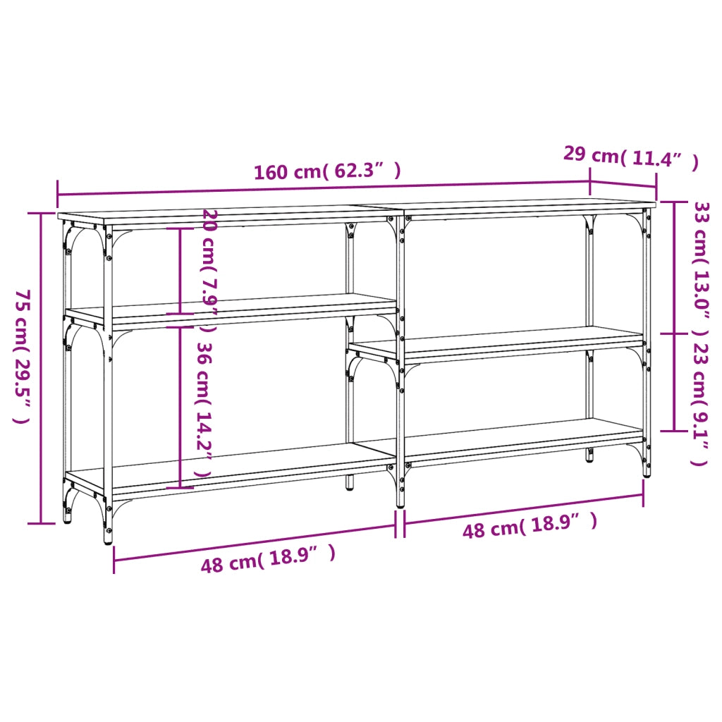 Tavolo Consolle | Tavolo d'Ingresso Rovere Fumo 160x29x75 cm in Legno Multistrato