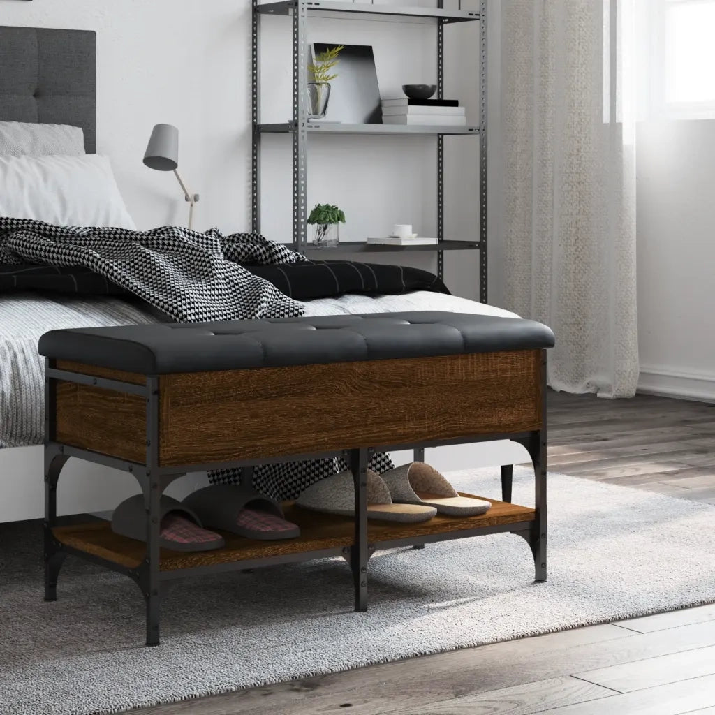 Panca Porta Scarpe-Sgabello-Panca Scarpiera Rovere Marrone 82x42x45 cm Legno Multistrato