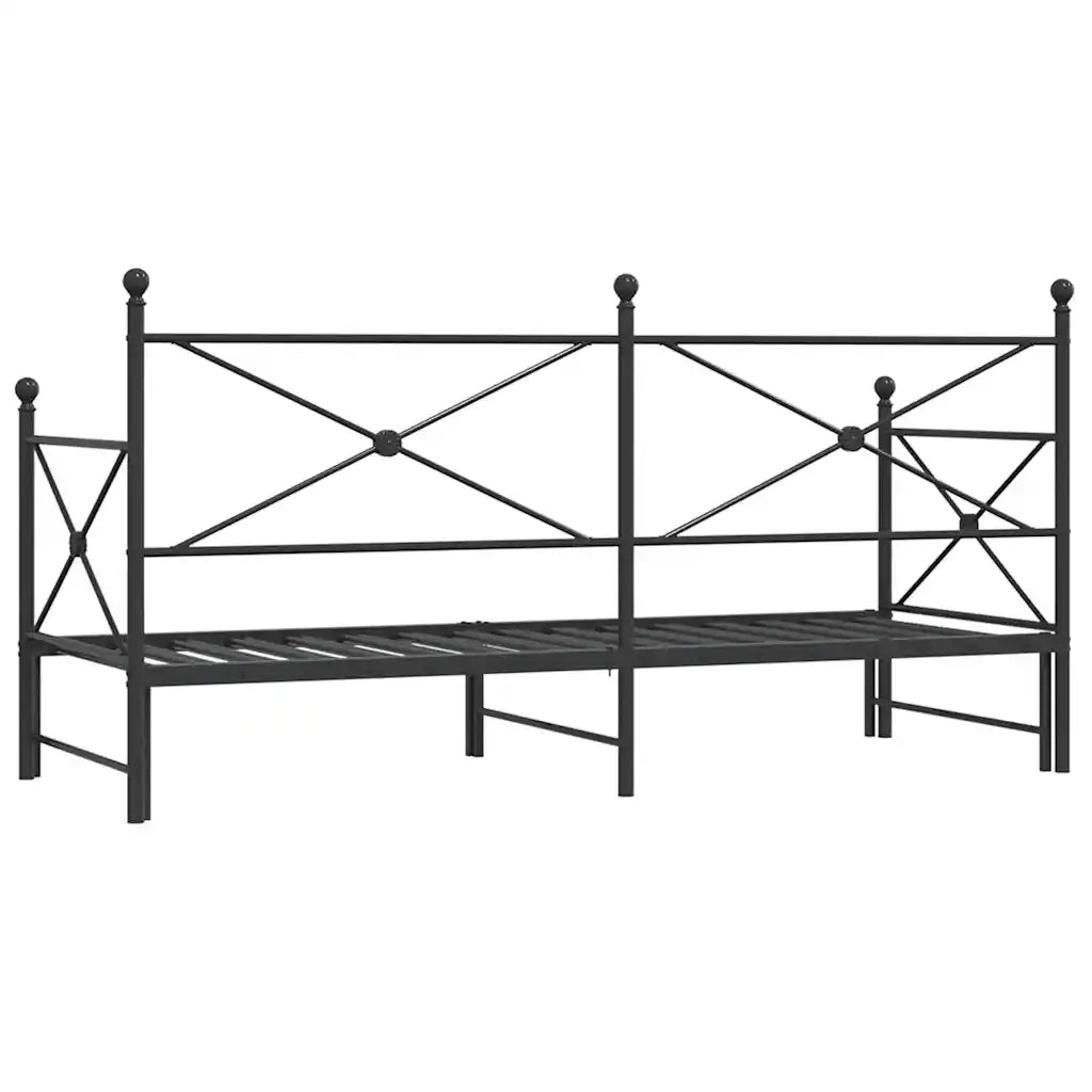 Divano Letto Estraibile senza Materasso Nero 90x200 cm Acciaio 4104675