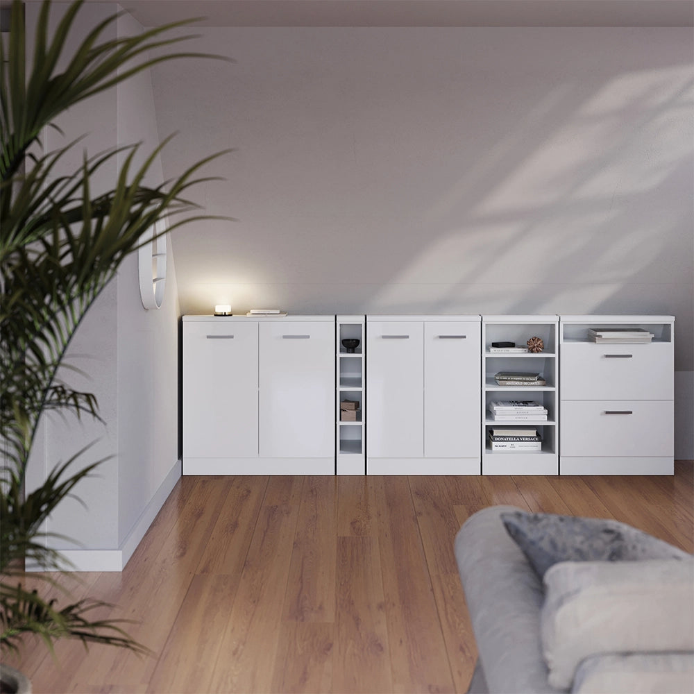 Set di mobili sottotetto Rion Bianco lucido/Bianco Set di 2 Vicco