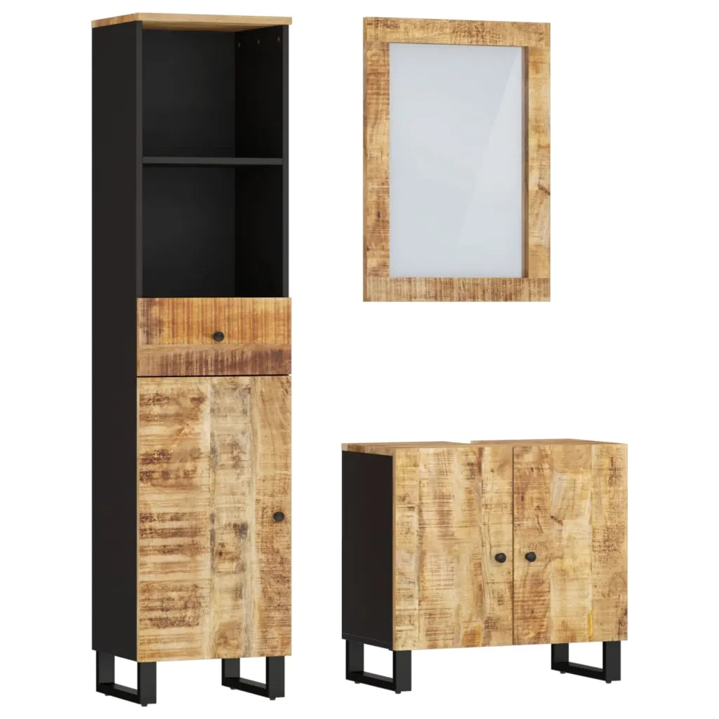 Set Mobili da Bagno 3pz in Legno Massello di Mango 3200637