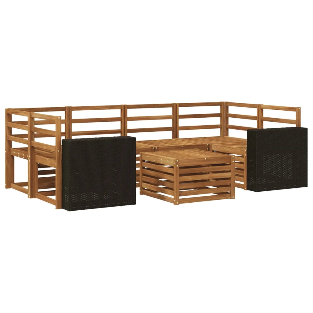 Set di divani da esterno 7 pz Naturale Legno di Acacia Massello 3384090