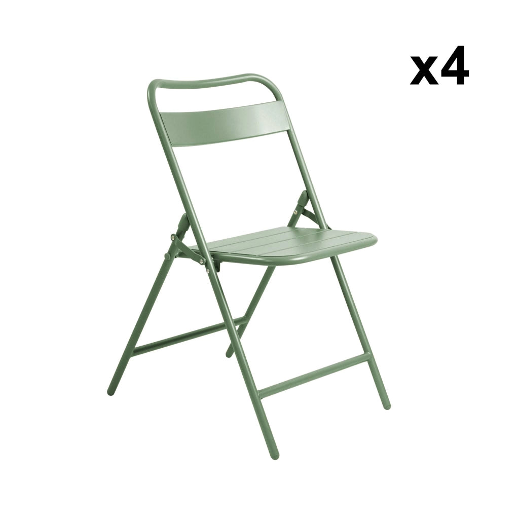 Set tavolo da giardino bistrot in acciaio con 4 sedie pieghevoli,