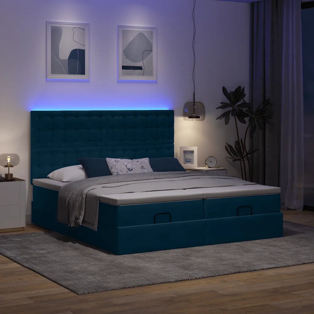 Struttura Letto Pouf con Materassi 160x200 cm Velluto