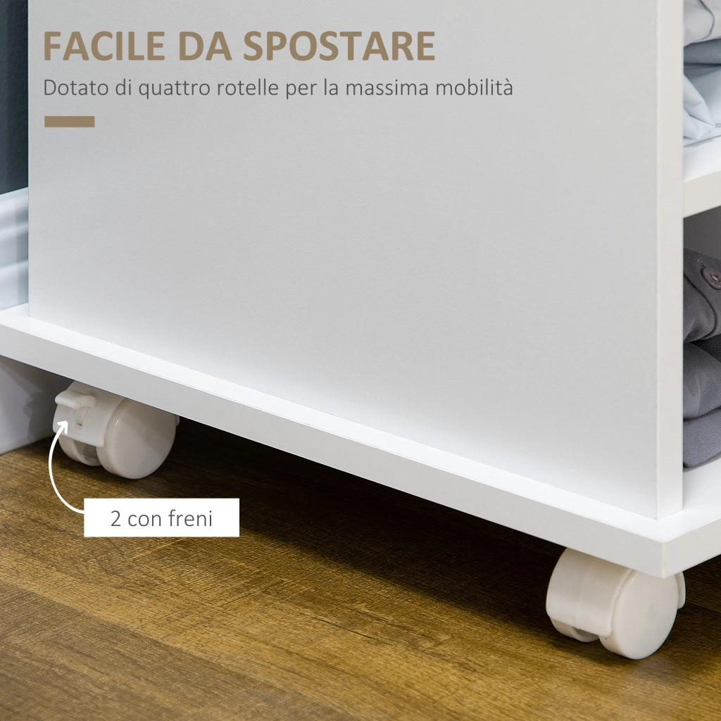 Carrello da Cucina con Armadietto e Ripiani Regolabili ¨C Minimal ¨C 75x39.5x88 cm Bianco