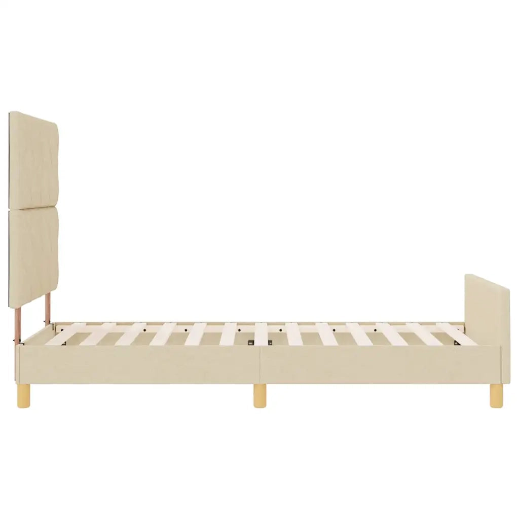 Struttura del letto con testiera Crema 90 x 190 cm Tessuto 3344772