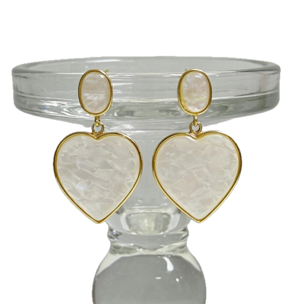 Orecchini a forma di cuore in conchiglia in stile retr¨° francese
