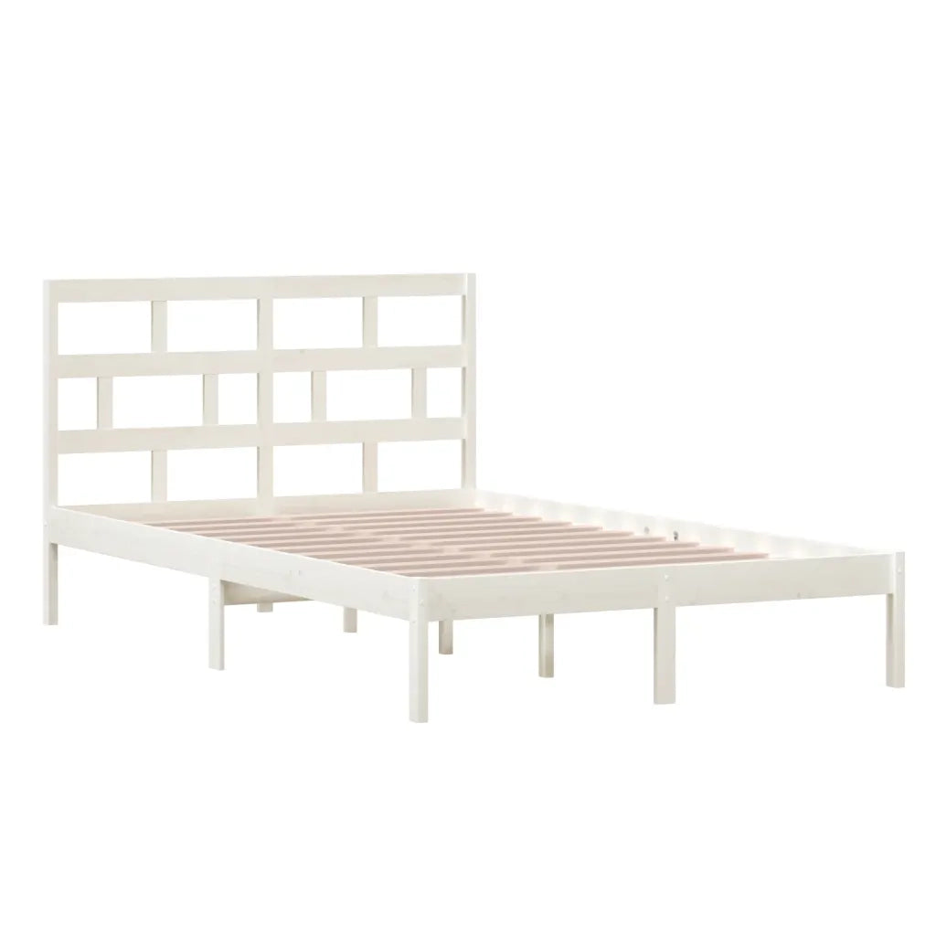 Letto matrimoniale | Letto per adulti | Giroletto Bianco in Legno Massello di Pino 120x200 cm
