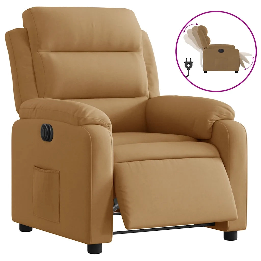 Poltrona Elettrica Reclinabile Marrone in Velluto 3205078