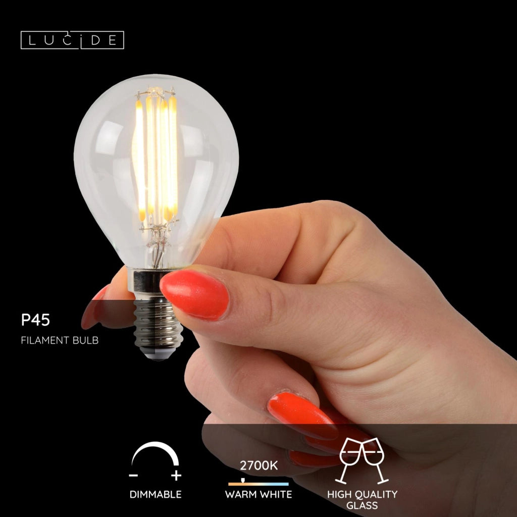 Lampadina LED sfera trasparente E14 4W luce calda Lucide