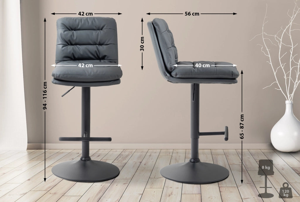 Set di 2 sgabelli da bar Damar in ecopelle nera 4