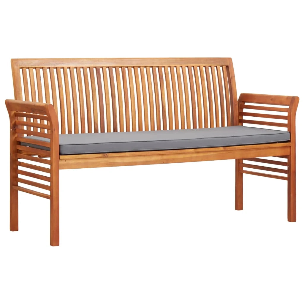 Panca da giardino mobile da giardino per esterni terrazza a 3 posti con cuscino 150 x 60 x 90 cm legno massello di acacia 02_0011316