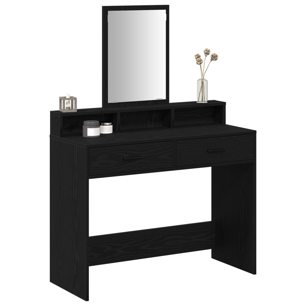 Toeletta  con cassetti Nero Rovere 100x41x140 cm