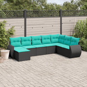 Set Divani da Giardino 8 pz con Cuscini Nero in Polyrattan 3221756