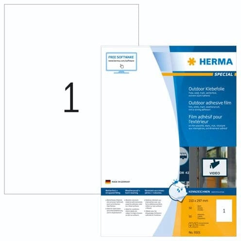 Herma etich. bianche 210X297 50 f. DIN A4 50 pezzi 9501