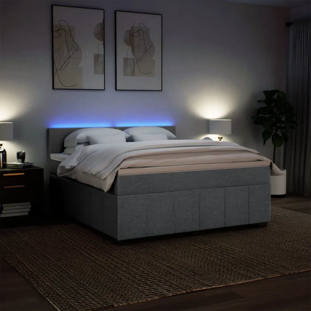 Giroletto a Molle con Materasso Grigio Chiaro180x200 cm Tessuto